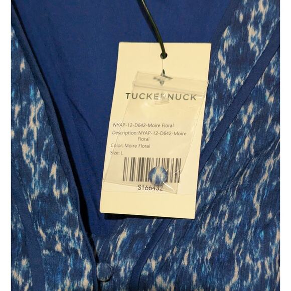 Tuckernuck Seaport Blue Dana Midi Dress Short Sleeves Pockets V-Neck, Large (L) - Picture 10 of 12
